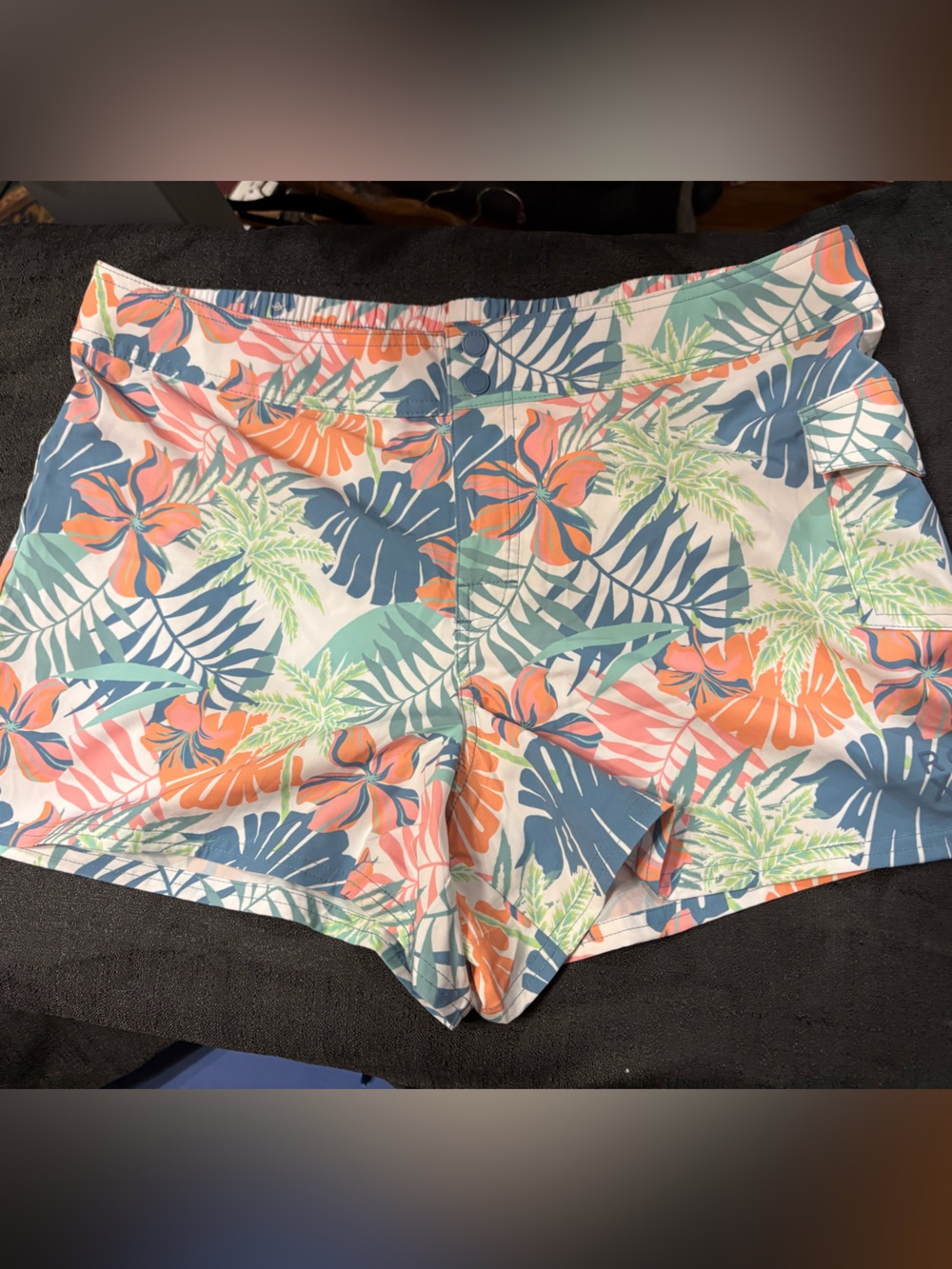 Roxy Women’s  Tropical Floral Swim Board Shorts in Coral, Blue & Green